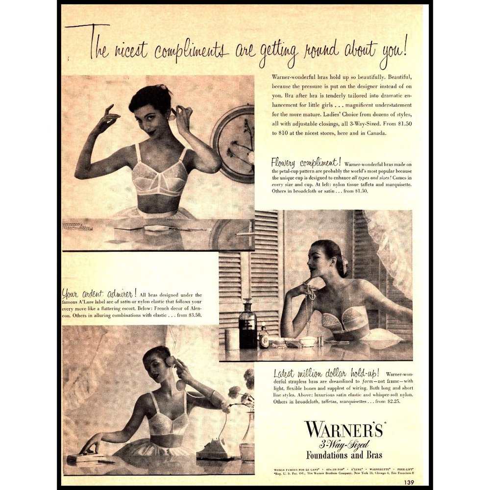 1951 Warner's Foundations and Bras Vintage Print Ad Lingerie Wall Art 10x13
